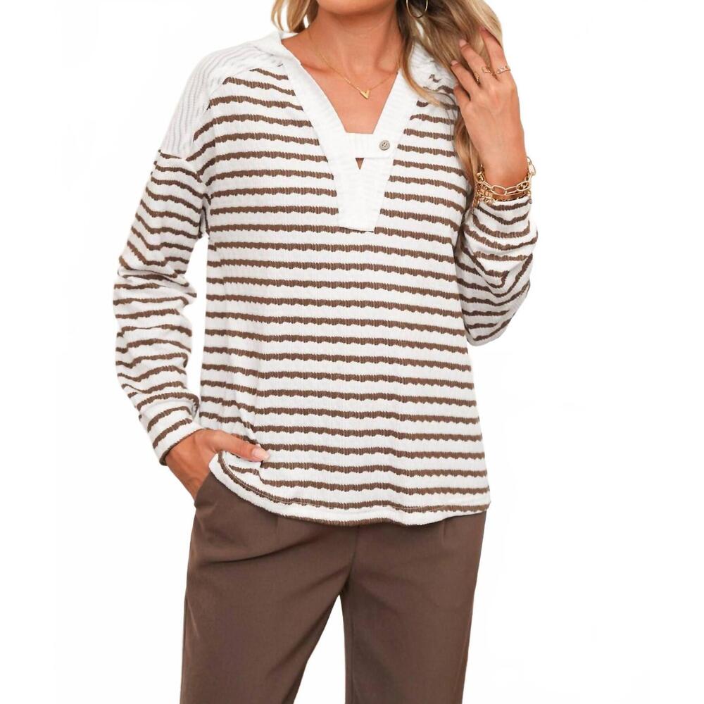 NEW SHEWIN women's striped hoodie in khaki